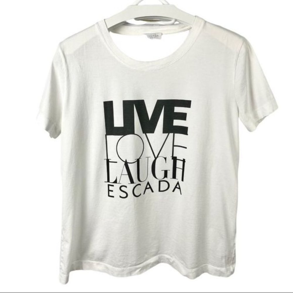 ESCADA Sport White Cotton Live Laugh Love T Shirt